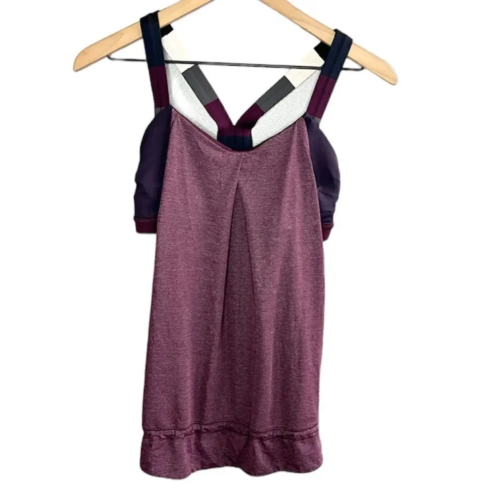 Lululemon Rest Less Tank Heathered Plum Hyper Stripe Plum Pow Stripe Angel Wing